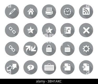 White web icons on grey sphere vector, Contact us icons vector for web computer and mobile Stock Vector