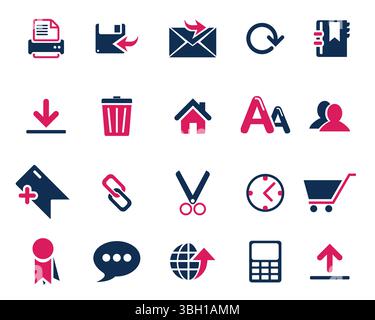 Pink and blue Web icons set vector, web and communication icons vector for web computer and mobile Stock Vector