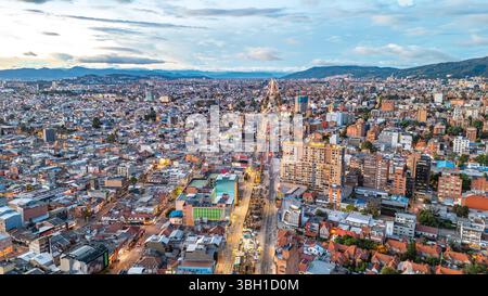 Aerial View of Bogotá, Colombia with Urban Landscape and Mountains in the Background Stock Photo