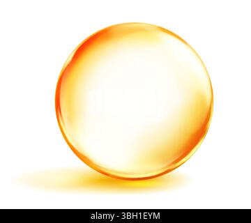 Large translucent smooth yellow sphere with highlights and soft shadow underneath, on white background. Vector illustration for design projects and cr Stock Vector
