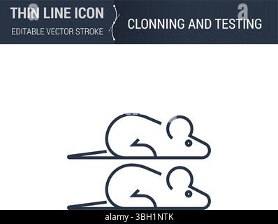 Symbol of Cloning and Testing. Thin Line Icon for Biochemistry and Genetics. Stroke Pictogram for Web Design. High-Quality Outline Vector Concept. Pre Stock Vector