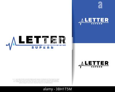 Letter A Pulse Line Icon, Modern Medical Logo Template Stock Vector