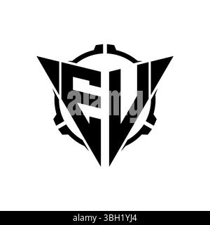 EV Gaming Logo Initial with geometric modern Triangle rounded Scope Sniper Tactical style design in isolated background, minimalist gaming monogram lo Stock Vector