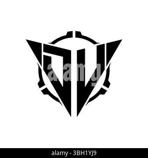 DV Gaming Logo Initial with geometric modern Triangle rounded Scope Sniper Tactical style design in isolated background, minimalist gaming monogram lo Stock Vector