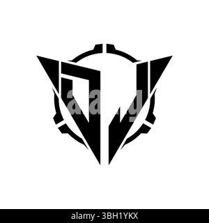 DL Gaming Logo Initial with geometric modern Triangle rounded Scope Sniper Tactical style design in isolated background, minimalist gaming monogram lo Stock Vector
