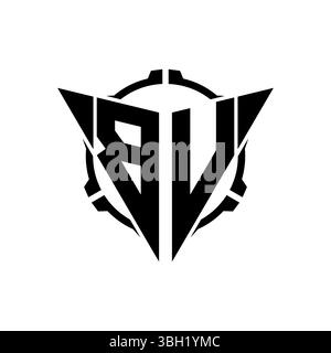 BV Gaming Logo Initial with geometric modern Triangle rounded Scope Sniper Tactical style design in isolated background, minimalist gaming monogram lo Stock Vector