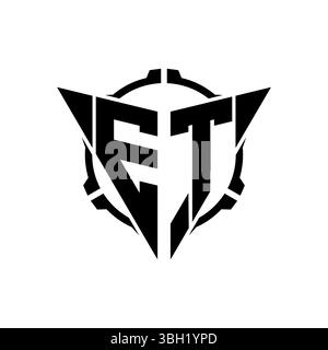 ET Gaming Logo Initial with geometric modern Triangle rounded Scope Sniper Tactical style design in isolated background, minimalist gaming monogram lo Stock Vector
