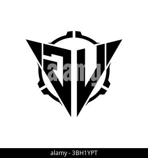 GV Gaming Logo Initial with geometric modern Triangle rounded Scope Sniper Tactical style design in isolated background, minimalist gaming monogram lo Stock Vector