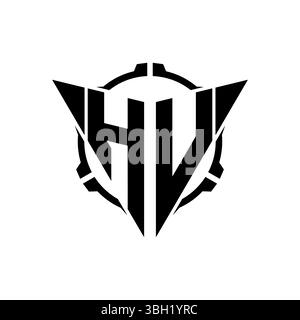 HV Gaming Logo Initial with geometric modern Triangle rounded Scope Sniper Tactical style design in isolated background, minimalist gaming monogram lo Stock Vector