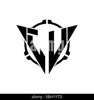 JV Gaming Logo Initial with geometric modern Triangle rounded Scope Sniper Tactical style design in isolated background, minimalist gaming monogram lo Stock Vector