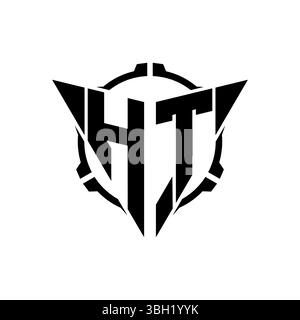 HT Gaming Logo Initial with geometric modern Triangle rounded Scope Sniper Tactical style design in isolated background, minimalist gaming monogram lo Stock Vector