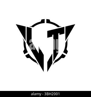 LT Gaming Logo Initial with geometric modern Triangle rounded Scope Sniper Tactical style design in isolated background, minimalist gaming monogram lo Stock Vector