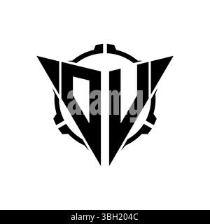OV Gaming Logo Initial with geometric modern Triangle rounded Scope Sniper Tactical style design in isolated background, minimalist gaming monogram lo Stock Vector