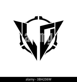 LD Gaming Logo Initial with geometric modern Triangle rounded Scope Sniper Tactical style design in isolated background, minimalist gaming monogram lo Stock Vector
