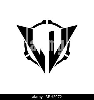 LV Gaming Logo Initial with geometric modern Triangle rounded Scope Sniper Tactical style design in isolated background, minimalist gaming monogram lo Stock Vector
