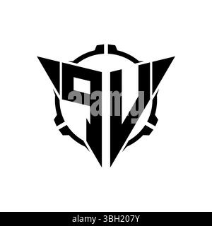 PV Gaming Logo Initial with geometric modern Triangle rounded Scope Sniper Tactical style design in isolated background, minimalist gaming monogram lo Stock Vector