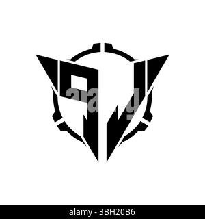PL Gaming Logo Initial with geometric modern Triangle rounded Scope Sniper Tactical style design in isolated background, minimalist gaming monogram lo Stock Vector