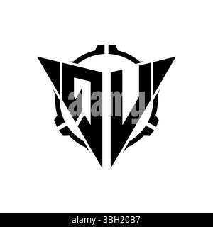 QV Gaming Logo Initial with geometric modern Triangle rounded Scope Sniper Tactical style design in isolated background, minimalist gaming monogram lo Stock Vector