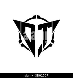 OT Gaming Logo Initial with geometric modern Triangle rounded Scope Sniper Tactical style design in isolated background, minimalist gaming monogram lo Stock Vector