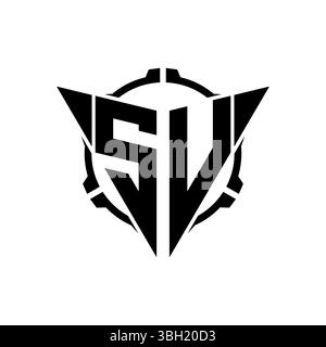 SV Gaming Logo Initial with geometric modern Triangle rounded Scope Sniper Tactical style design in isolated background, minimalist gaming monogram lo Stock Vector