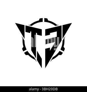 TE Gaming Logo Initial with geometric modern Triangle rounded Scope Sniper Tactical style design in isolated background, minimalist gaming monogram lo Stock Vector