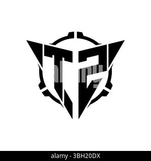 TZ Gaming Logo Initial with geometric modern Triangle rounded Scope Sniper Tactical style design in isolated background, minimalist gaming monogram lo Stock Vector
