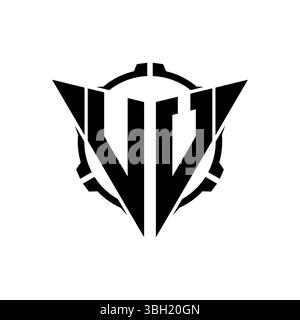 VU Gaming Logo Initial with geometric modern Triangle rounded Scope Sniper Tactical style design in isolated background, minimalist gaming monogram lo Stock Vector