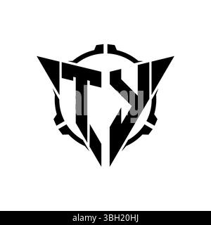 TY Gaming Logo Initial with geometric modern Triangle rounded Scope Sniper Tactical style design in isolated background, minimalist gaming monogram lo Stock Vector