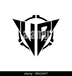 VB Gaming Logo Initial with geometric modern Triangle rounded Scope Sniper Tactical style design in isolated background, minimalist gaming monogram lo Stock Vector
