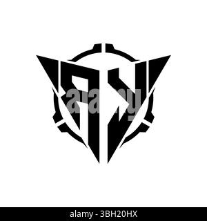RY Gaming Logo Initial with geometric modern Triangle rounded Scope Sniper Tactical style design in isolated background, minimalist gaming monogram lo Stock Vector