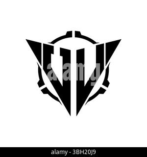 UV Gaming Logo Initial with geometric modern Triangle rounded Scope Sniper Tactical style design in isolated background, minimalist gaming monogram lo Stock Vector