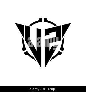 VZ Gaming Logo Initial with geometric modern Triangle rounded Scope Sniper Tactical style design in isolated background, minimalist gaming monogram lo Stock Vector
