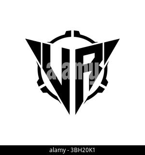 VR Gaming Logo Initial with geometric modern Triangle rounded Scope Sniper Tactical style design in isolated background, minimalist gaming monogram lo Stock Vector