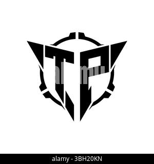 TP Gaming Logo Initial with geometric modern Triangle rounded Scope Sniper Tactical style design in isolated background, minimalist gaming monogram lo Stock Vector