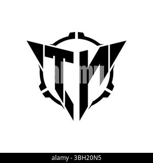 TN Gaming Logo Initial with geometric modern Triangle rounded Scope Sniper Tactical style design in isolated background, minimalist gaming monogram lo Stock Vector