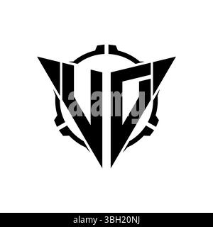 VD Gaming Logo Initial with geometric modern Triangle rounded Scope Sniper Tactical style design in isolated background, minimalist gaming monogram lo Stock Vector