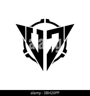 UC Gaming Logo Initial with geometric modern Triangle rounded Scope Sniper Tactical style design in isolated background, minimalist gaming monogram lo Stock Vector
