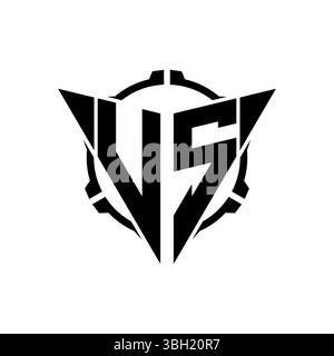 VS Gaming Logo Initial with geometric modern Triangle rounded Scope Sniper Tactical style design in isolated background, minimalist gaming monogram lo Stock Vector