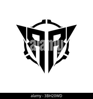 RR Gaming Logo Initial with geometric modern Triangle rounded Scope Sniper Tactical style design in isolated background, minimalist gaming monogram lo Stock Vector