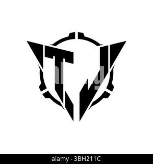 TL Gaming Logo Initial with geometric modern Triangle rounded Scope Sniper Tactical style design in isolated background, minimalist gaming monogram lo Stock Vector