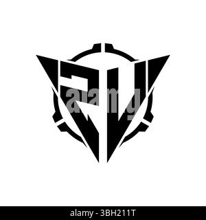 ZV Gaming Logo Initial with geometric modern Triangle rounded Scope Sniper Tactical style design in isolated background, minimalist gaming monogram lo Stock Vector