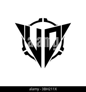 VO Gaming Logo Initial with geometric modern Triangle rounded Scope Sniper Tactical style design in isolated background, minimalist gaming monogram lo Stock Vector
