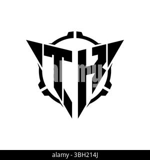 TK Gaming Logo Initial with geometric modern Triangle rounded Scope Sniper Tactical style design in isolated background, minimalist gaming monogram lo Stock Vector