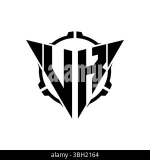 VK Gaming Logo Initial with geometric modern Triangle rounded Scope Sniper Tactical style design in isolated background, minimalist gaming monogram lo Stock Vector