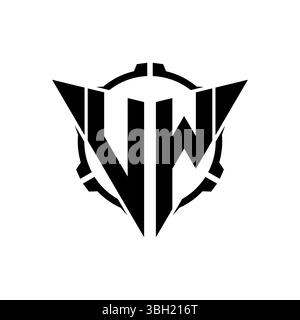 VW Gaming Logo Initial with geometric modern Triangle rounded Scope Sniper Tactical style design in isolated background, minimalist gaming monogram lo Stock Vector