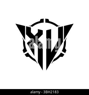 XV Gaming Logo Initial with geometric modern Triangle rounded Scope Sniper Tactical style design in isolated background, minimalist gaming monogram lo Stock Vector