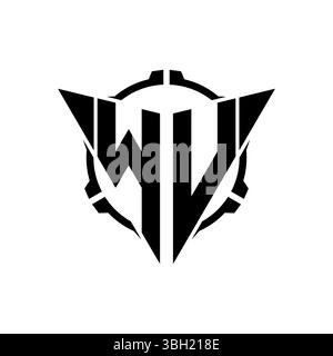 WV Gaming Logo Initial with geometric modern Triangle rounded Scope Sniper Tactical style design in isolated background, minimalist gaming monogram lo Stock Vector