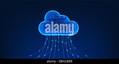 Cloud technology, which represents the storage and uploading of data through network technology, helps increase efficiency in accessing, managing and Stock Vector