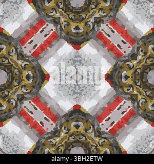 Red White Grey Intricate Vector Pattern Stock Vector