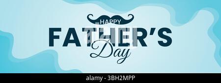 Father's Day Banner with Mustache Greeting Poster Design Template Festive Vector Background Layout Stock Vector